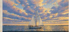 Cape Cod sailboat at sunset